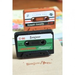 Sello cassette "Bonjour" scrap en display